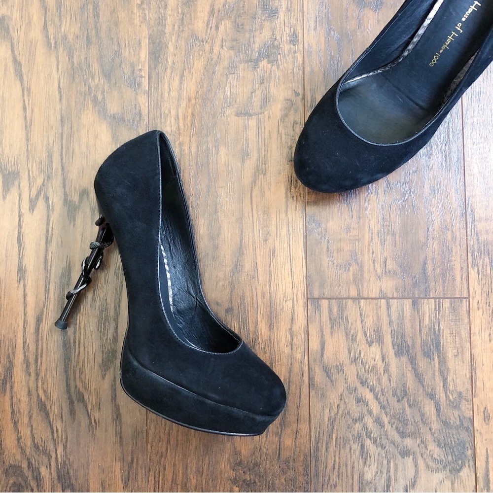 House of Harlow 1960 • Stormy Snake Court Heels pumps black suede platform